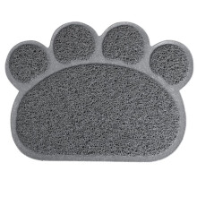 Cat Litter Mat Non Slip Paw Shape PVC Grey Absorbent Pet Food Water Placemat For Cats Dogs Puppies Kittens Easy To Clean