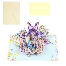 Popup Birthday Anniversary Card With 3D Butterflies And Blooms, Foldable Greeting Card, Envelope Included