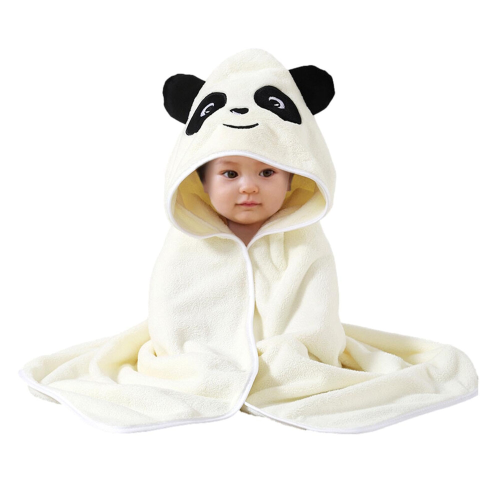 Baby Hooded Bath Towel Giant Panda Design Coral Fleece Soft Animal Bath Towel For Toddlers And Babies Orange