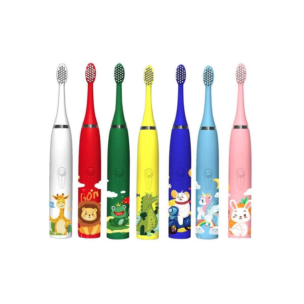 Kids Sonic Electric Toothbrush with Extra Soft Brush Heads and Multiple Speed Modes, Green