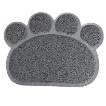 Non Slip Cat Litter Mat Grey PVC PawShaped Absorbent Pet Placemat For Dogs Cats Kittens Puppies With Stable Backing