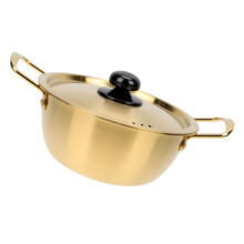 Dual Handle Noodle Pot Stainless Steel Soup Pot With Lid 2.8 Litres For Ramen Chow Mein Pasta