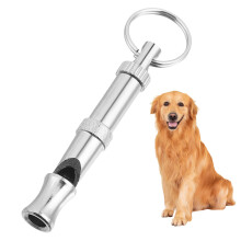 Adjustable Dog Trainer Whistle Metal Ultrasonic Sound Portable Key Ring Silver Nickel Plated Brass Recall Bark Control