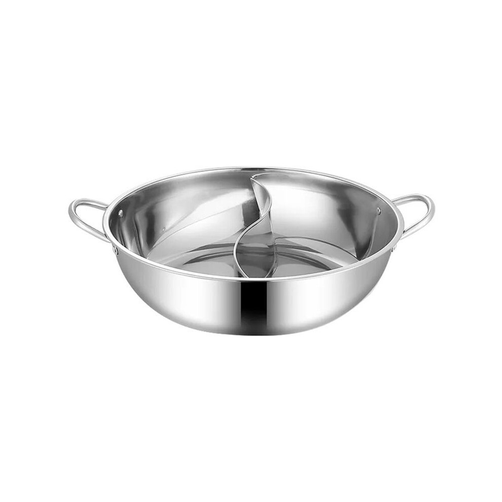 Stainless Steel Twin Divided Double Hotpot Cooker Gas Stove Compatible Pot Home Kitchen Cookware Soup Cooking Pot,32Cm 4713129674699
