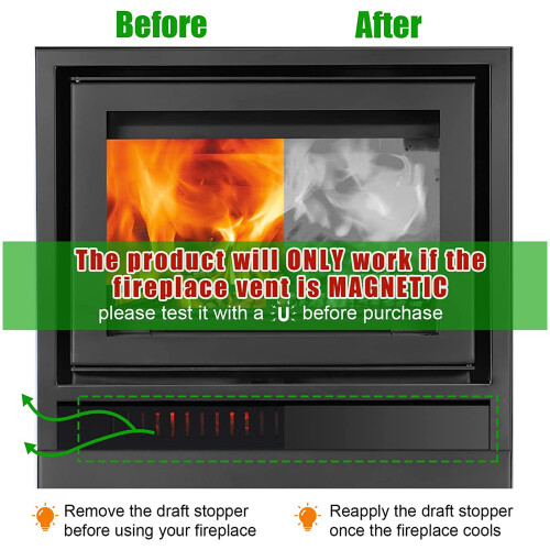 Magnetic Fireplace Draft Stopper Set of 2 Fireplace Draft 2