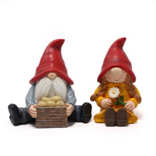 Tuin Paar Gnome Beeldje Anti Fading Hars Ornament voor Patio