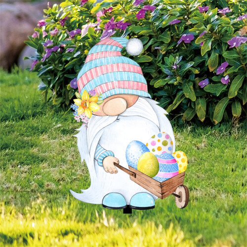 Gnome Yard Stake Easter Yard Sign Water Proof Easter Props 2