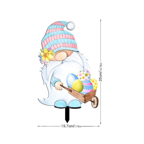 Gnome Yard Stake Easter Yard Sign Water Proof Easter Props 1