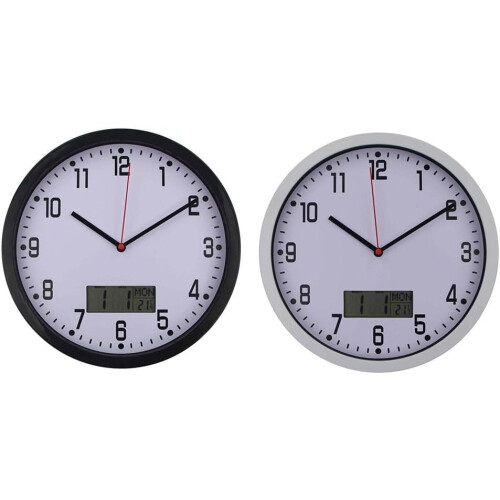 Multifunctional Wall Mounted Clock With LCD Screen Time Temperature And Humidity Measurements Silver 1