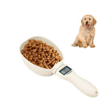 Pet Food Measuring Scoop Scale Digital Cat Dog Food Measuring Cup Grams Detachable Cup Led Display No Battery White