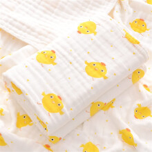 Muslins Swaddle Blanket 6Layer Cotton Muslin Cloth Cartoon Print Yellow Chicken 110x110cm Bath Towel Pram Cot Bed Throw