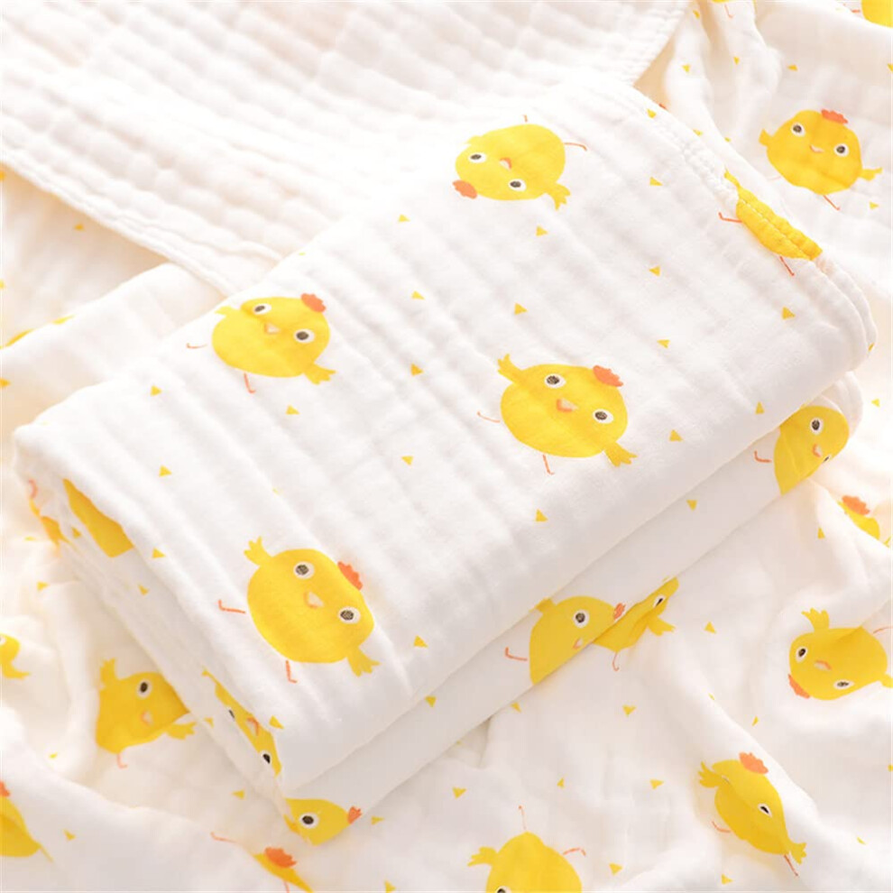 Muslins Swaddle Blanket 6Layer Cotton Muslin Cloth Cartoon Print Yellow Chicken 110x110cm Bath Towel Pram Cot Bed Throw