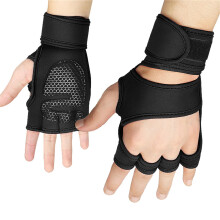 Weight Lifting Gloves Unisex Deadlifting Wrist Wrap For Weightlifting Pull Ups Black Size M