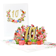 3D Flower Anniversary Card Set Small Card Envelopes Handwriting Supplies for Couple Valentine Day 10th Anniversary