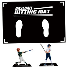 Batting Mat for Training 35x24 Rubber Batting Trainer with Stance Guide Footprint Black Baseball Hitting Mat