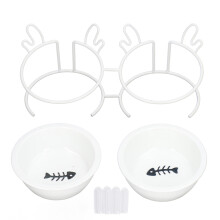 Comederos para gatos con posición natural para beber, forma ergonómica, diseño que reduce la fatiga de los bigotes, base elevada, porcelana de