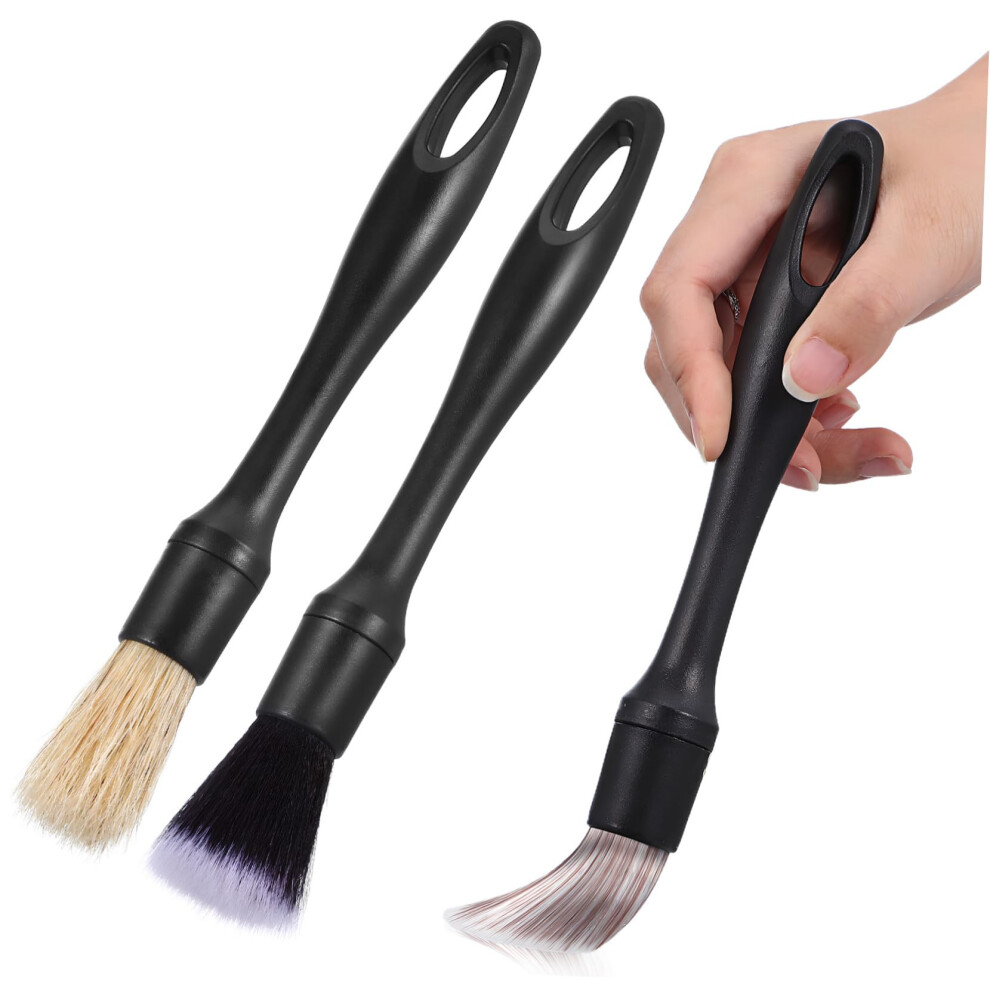 3Piece Car Detailing Brush Set Soft Bristle Interior Cleaning Brushes For Dashboard Vent Seat Wheel Hub Detail Kit 9382693086204