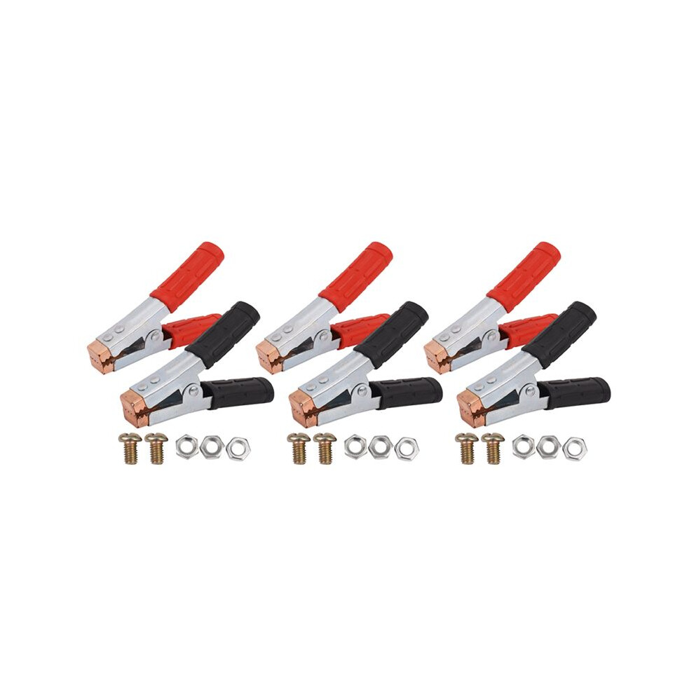6X Crocodile Clips Heavy Duty Copper Battery Test Alligator Clamps Black/Red/Silver 6033818993367