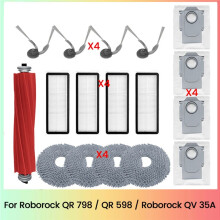 17 Stuks voor QR 798 / QR 598 / QV 35A Stofzuigeronderdelen, Hoofdborstel, HEPA-Filter, Dweil, Stofzak