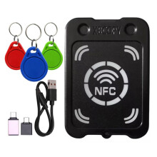 RFID  Chip Card Reader Kopieerapparaat + 3 X UID Sleutelhanger NFC Encryptie Sleutel Lezer IC 13.56Mhz RFID Token Kloon Duplicator