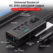 Auto 220 V Wechselrichter 12 auf 220 Volt Spannungswandler 200 W für 12 V Fahrzeuge