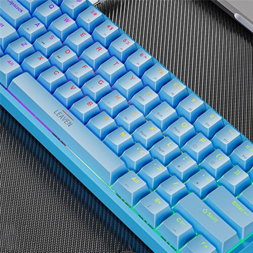 USB Gaming Mechanical Keyboard 61 Keys Red  Wired Detachable Cable RGB Backlight Hot Swappable 2