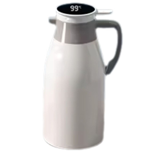 Termisk Vattenkokare för Hushåll, Digital Display, Kaffe, Termos, Glasfoder, Termos, Stor Kapacitet, Vattenflaska, Vit 2 L