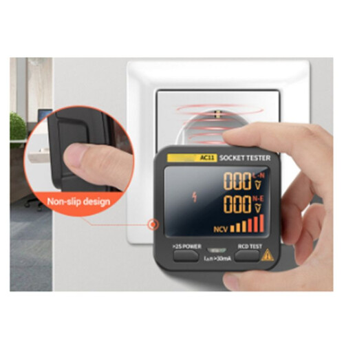 AC11 Steckdosendetektor Nullleitung Stecker Polarität Phasendetektor Steckdosentester  Digital Tester EU Stecker 2