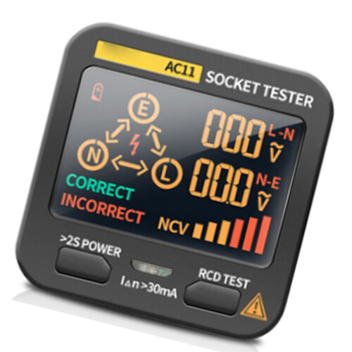AC11 Steckdosendetektor Nullleitung Stecker Polarität Phasendetektor Steckdosentester  Digital Tester EU Stecker 1