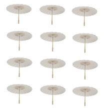 12 STK Papiersonnenschirm Strandschirm Weiß DIY Regenschirm Fotografie Requisiten für Babyparty Partys Hochzeit 60cm/23,6 Zoll