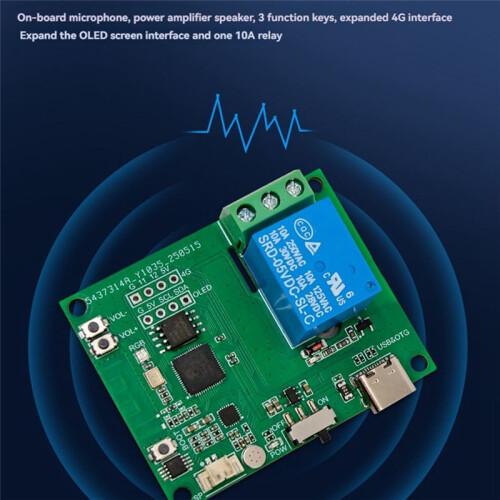 ESP32-AI 1 Way Voice Control Relay Module Voice Recognition Relay Onboard Microphone Amplifier Speaker TYPE-C Interface 2