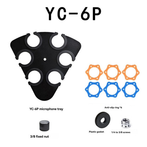 Microphone Holder, Multi Mic Holder for Wired and Wireless Mics, Multiple Microphone Organizer and Display YC-6P 1