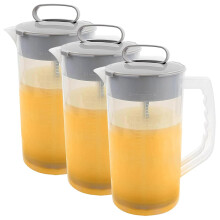 3-Teiliger Mixkrug für Getränke, Wasserkrug, Easy-Mix-Saftbehälter, Abgewinkelte Kunststoffklingen und Verstellbarer Mixkolben