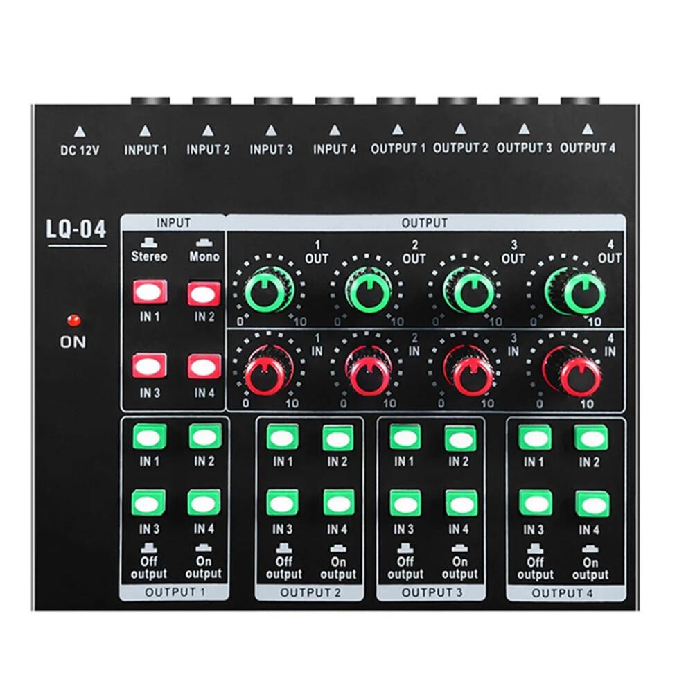 Gax-Lq04 4-Channel Mixer 4-Channel Headphone Amplifier Sound Card Mixer Recording Interface With Dj Mixer Audio Eu-Plug 6031193708088