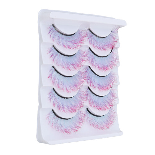 5 Stück Gradient-Farb Fake-Wimpern Fluffy 3D Locken AG02 2