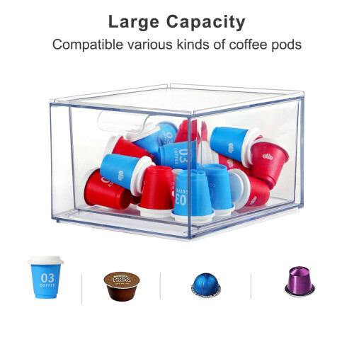 2PCS K Cup Organizer Coffee Pod Storage Container Stackable Drawers for Creamer Suger Coffee Bar Organizer 1