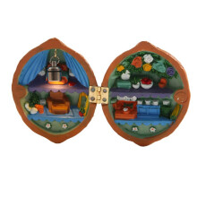 Poppenhuis van Walnootschelp, -Huisbibliotheek, Handgemaakt Poppenhuis van Walnootschelp, Geheime 3D-Scène van Harsnoot, Miniatuur van Hars, C