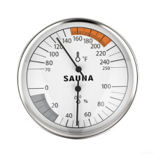 Sauna Thermometer and Hygrometer Round Wood ThermoHygrometer for Sauna Room