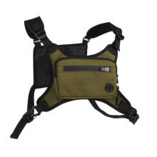 Running Chest Strap Phone Holder Vest With Front Pocket, Green, Adjustable Neck Pouch For Outdoor Activities