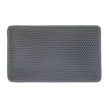 Cat Litter Mat Double Layer Washable Trapping Mat Scatter Control Under Litter Box Gray