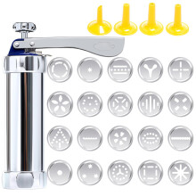 Cookie Gun Press Cookie Spritzer Tool With 20 Discs And 4 Icing Nozzles For Making And Decorating Cookies