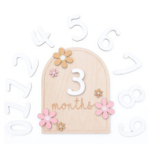 Baby Monthly Milestone Cards 1Piece Wooden FlowerStyled Milestone Discs for Infants 012 Months Photo Props