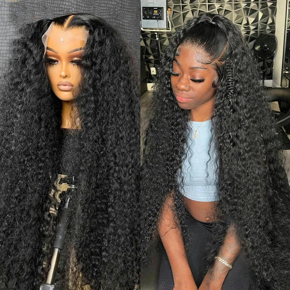 Unisex 40 Inch Deep Wave Lace Front Wig 13X6 13X4 Water Wave Curly 360 Frontal Human Hair 200 Density 4X4 Closure