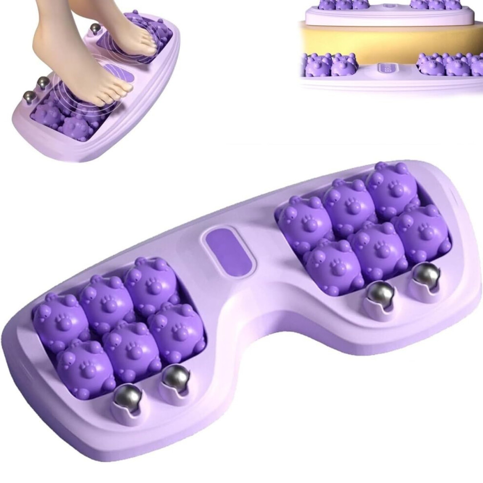 Portable Dual Foot Massage Roller for Plantar Fasciitis Relief, DeepKneading Reflexology, Purple