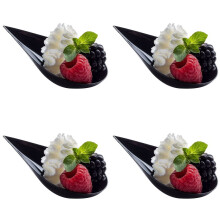 400 Tear Drop Appetizer Plates - Dessert Plates Tasting Spoons Plastic Spoons Dessert Spoon Bowls, Black
