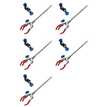 5X Lab Clamp 3 Prong Finger Adjust Jaw with Scientific Extension Adjustable Black Laboratory Stand Clip