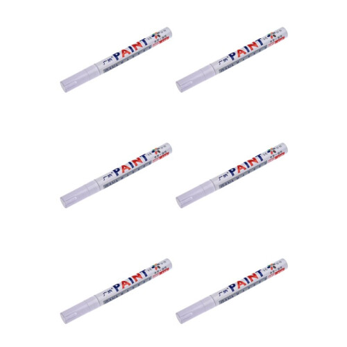 6X Permanent Bildäck Metallfärg Pen  Vit