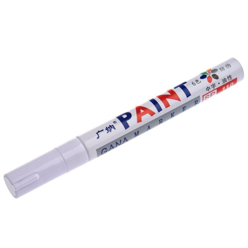 6X Permanent Bildäck Metallfärg Pen  Vit 1