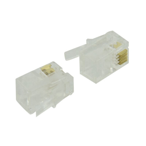 RJ9 4P4C Conector de Tomada de Telefone 200 Peças, Transparente 1