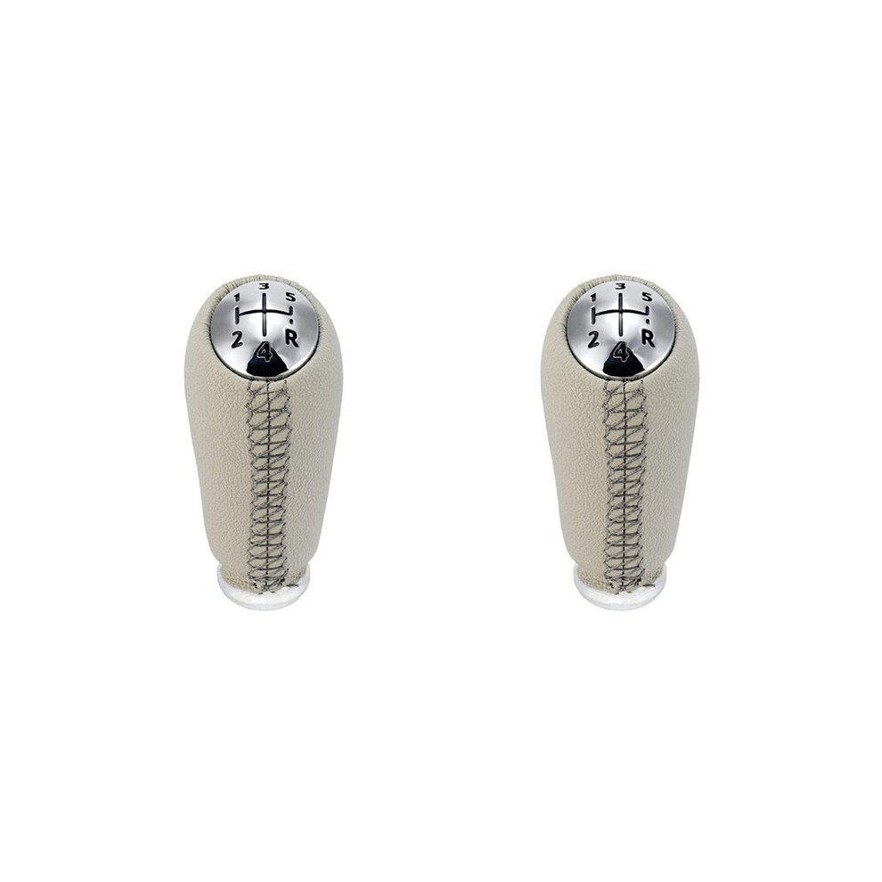 2X Gear Shift Knob 5Speed Leather Mt Gear Shifter Pen For Megane Ii Mk2 Scenic 2 Clio 3 Iii Mk3 Beige 4714182190010